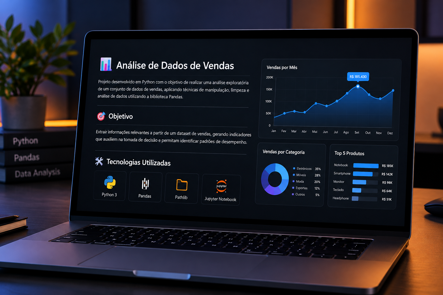 Projeto de análise de dados de vendas em Python no notebook